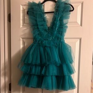 MARBLE Blue Mini Dress with Elegant Design